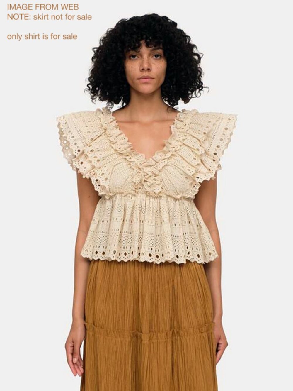 Sea New York Marley Pleated Flutter Sleeve Top in Cream/Natural Size Large - Picture 8 of 9